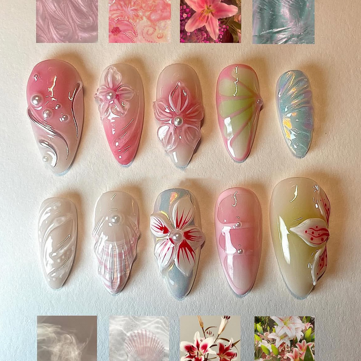 Pressed Flower Art - 24pcs Glossy Shell Pearl Design False