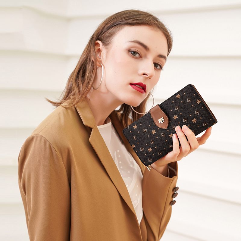 FOXER Women Long Wallet Card & - Monogram Keychain Leather 리뷰 및 가격