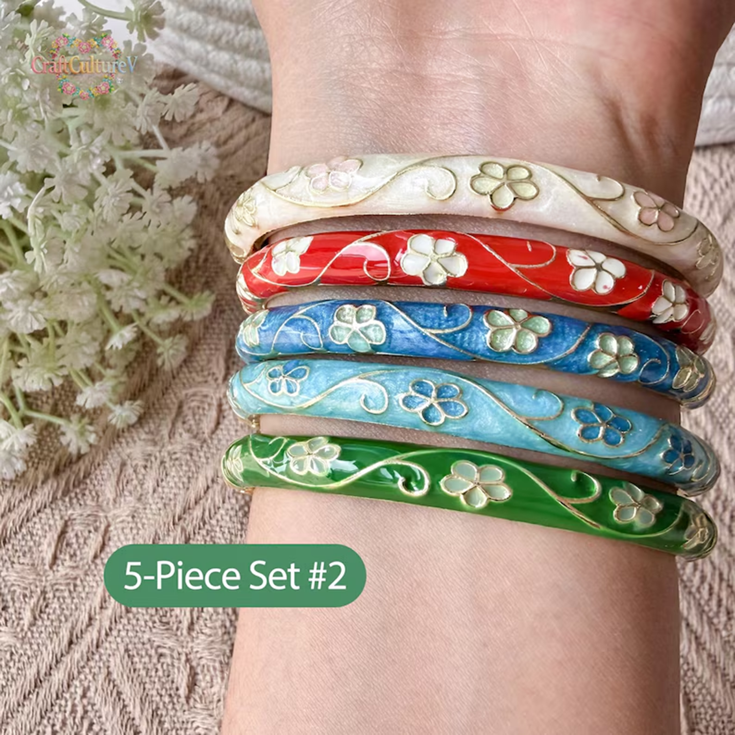 3/5PCS Enamel Cloisonné Bangle - Coordinates Bracelet 리뷰 및 가격