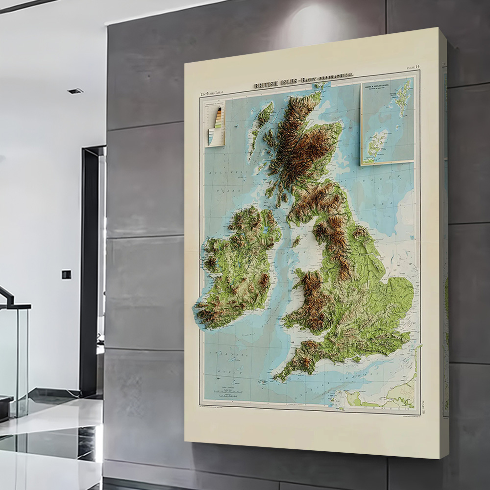 3D Relief Map of 1922 British  - Custom Map Poster 리뷰 및 가격