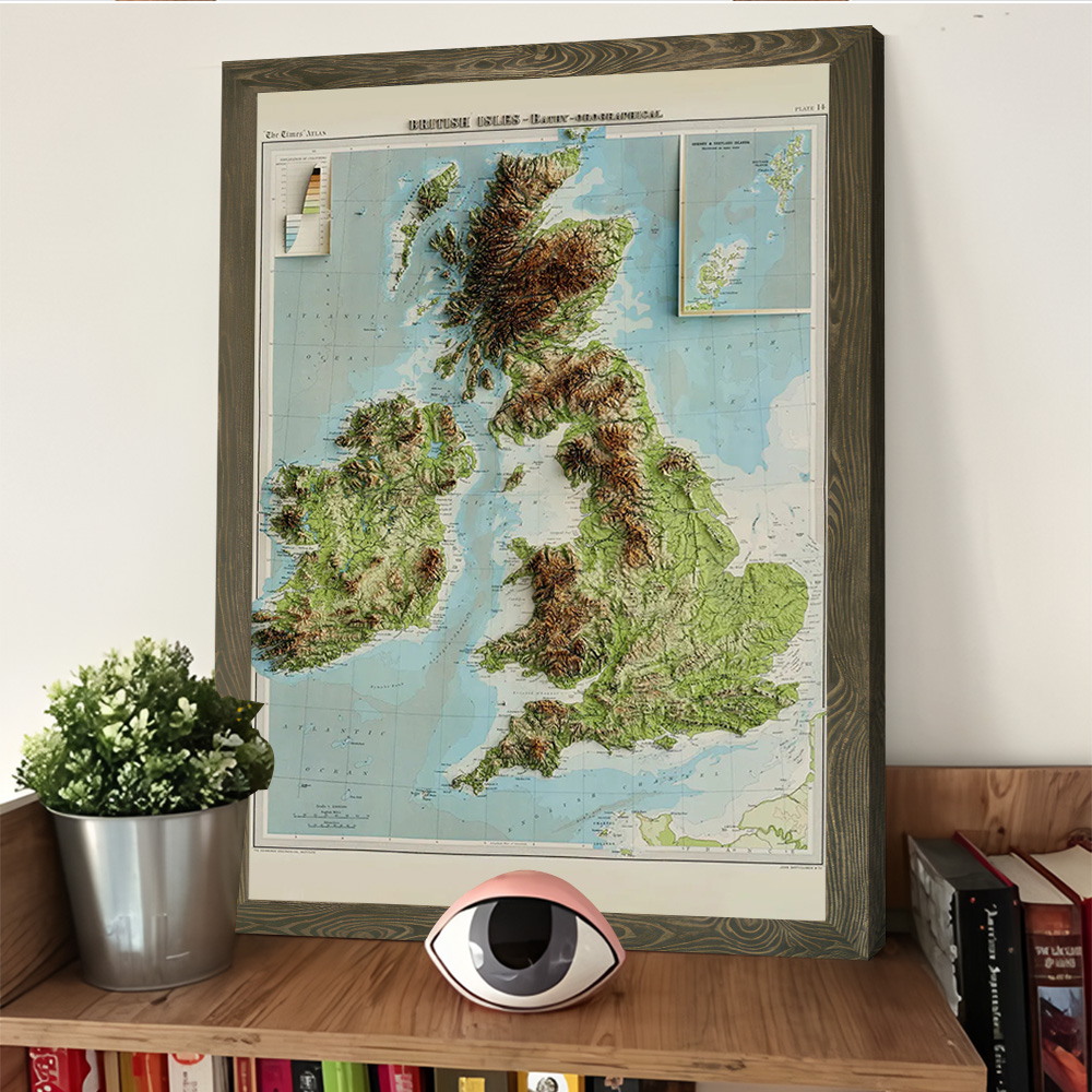3D Relief Map of 1922 British  - Custom Map Poster 리뷰 및 가격
