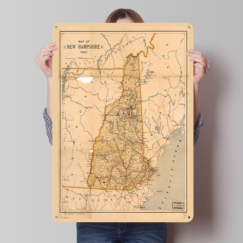 New Hampshire Map 1890 Poster  - Custom Map Poster 리뷰 및 가격