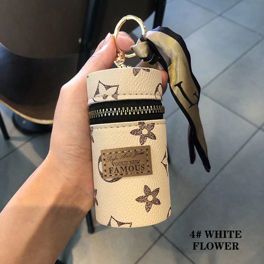 1pc Stylish Cylindrical Lipsti - Monogram Keychain Leather 리뷰 및 가격