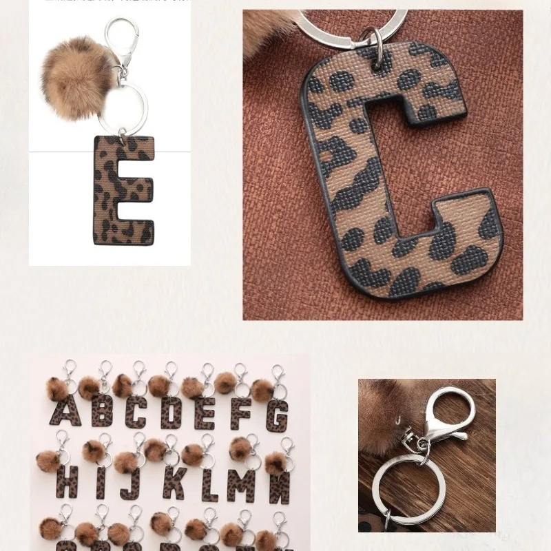 A-M Fashion Leopard Alphabet A - Monogram Keychain Leather 리뷰 및 가격