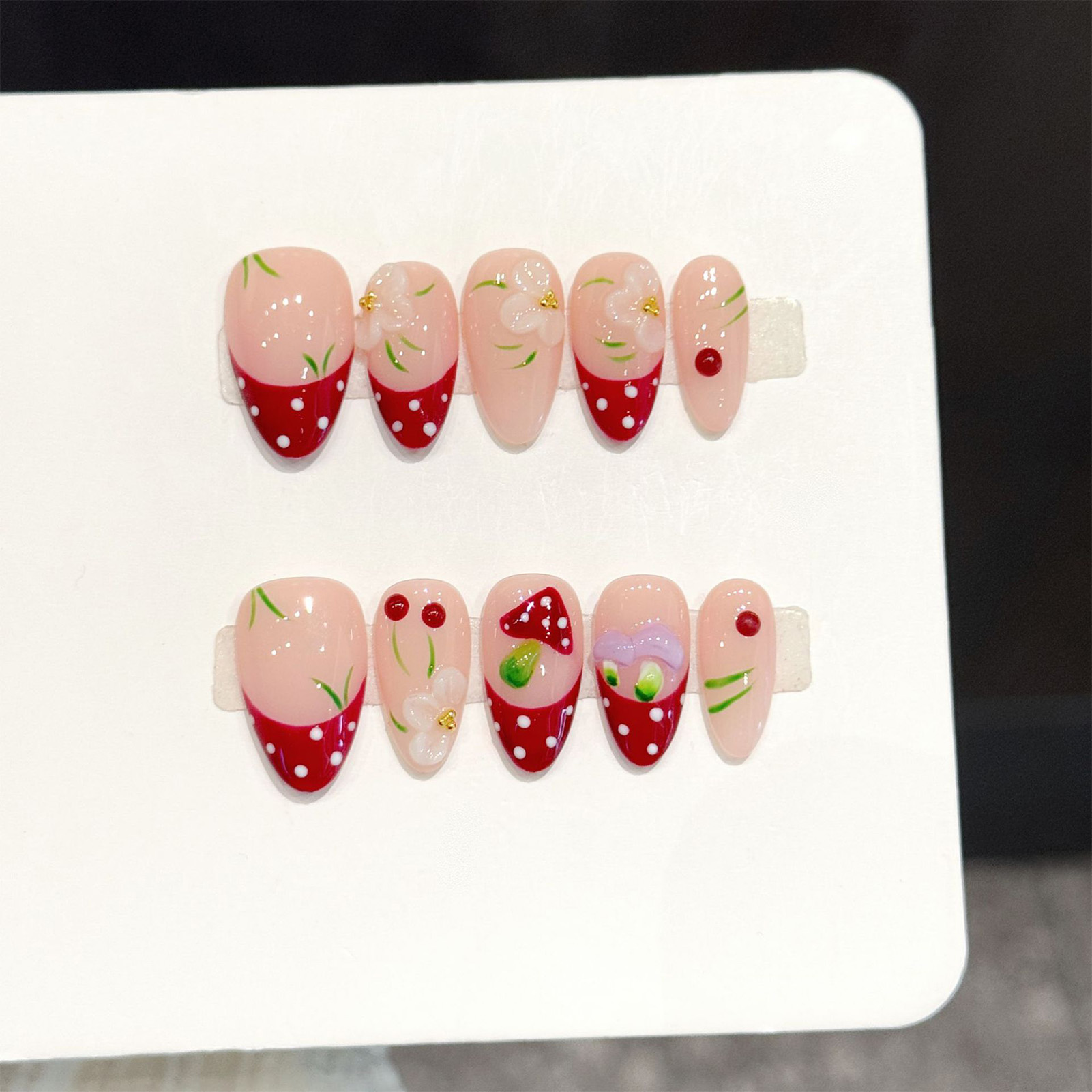 10Pcs Red White Polka Dot Desi - Pressed Flower Art 리뷰 및 가격