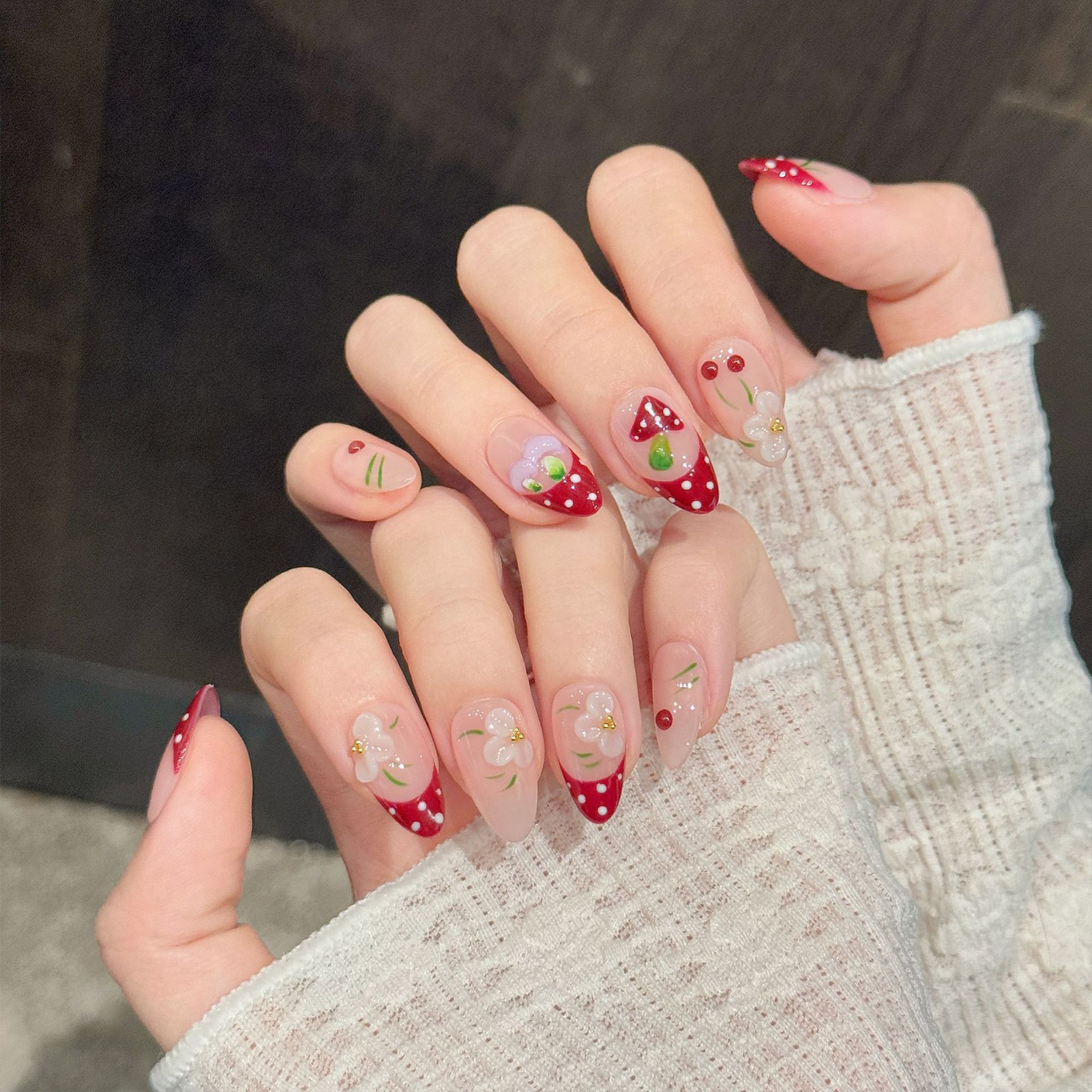 10Pcs Red White Polka Dot Desi - Pressed Flower Art 리뷰 및 가격