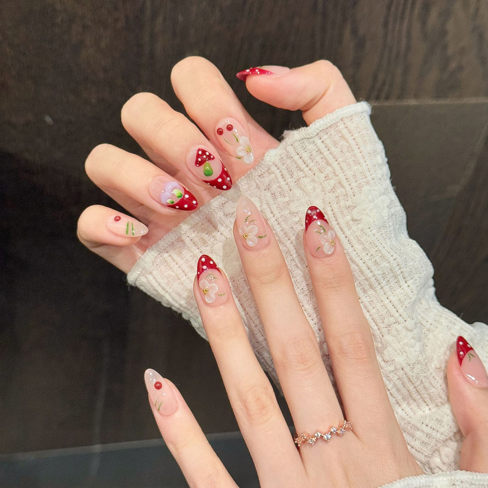 10Pcs Red White Polka Dot Desi - Pressed Flower Art 리뷰 및 가격