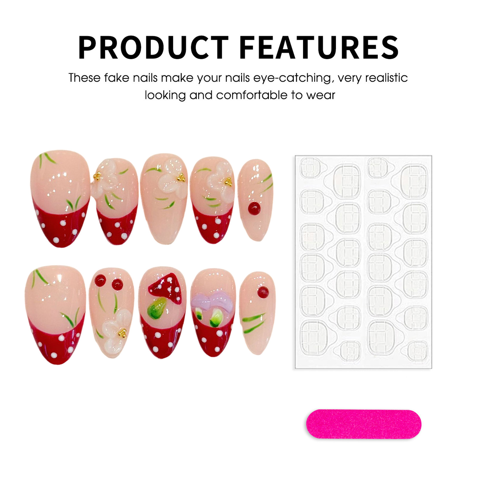 10Pcs Red White Polka Dot Desi - Pressed Flower Art 리뷰 및 가격