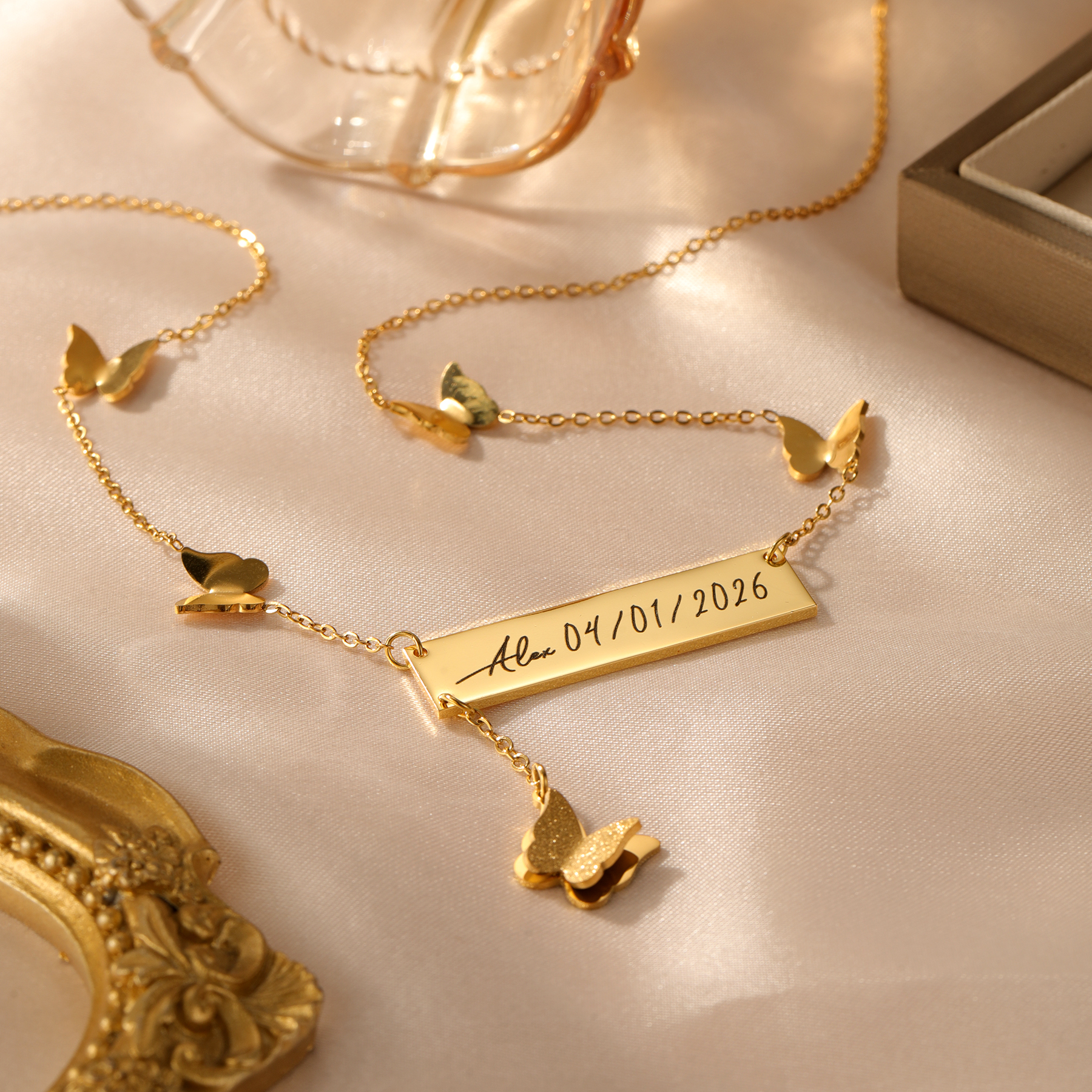 Personalized Butterfly Bar Nam - Handwriting Necklace Bar 리뷰 및 가격
