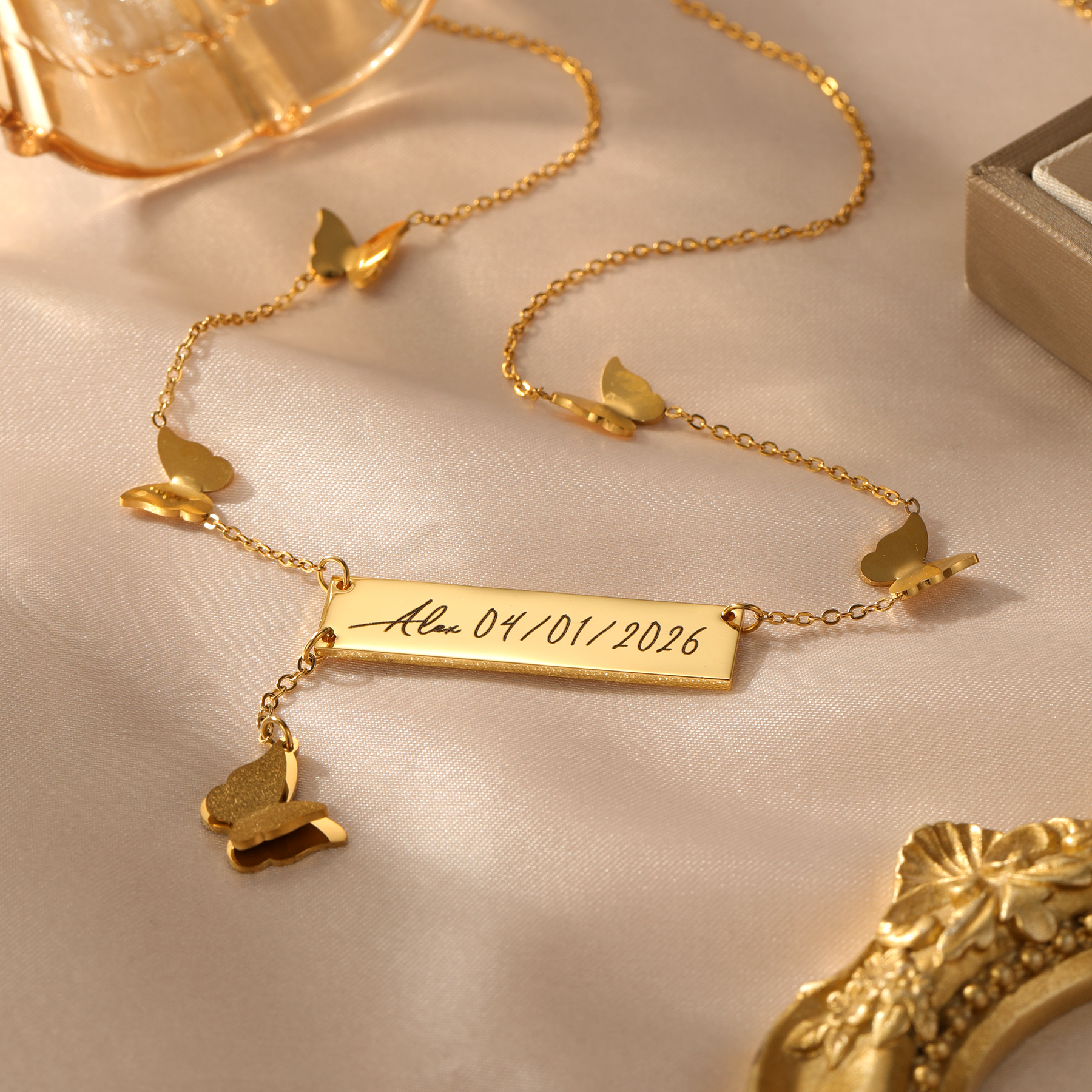 Personalized Butterfly Bar Nam - Handwriting Necklace Bar 리뷰 및 가격
