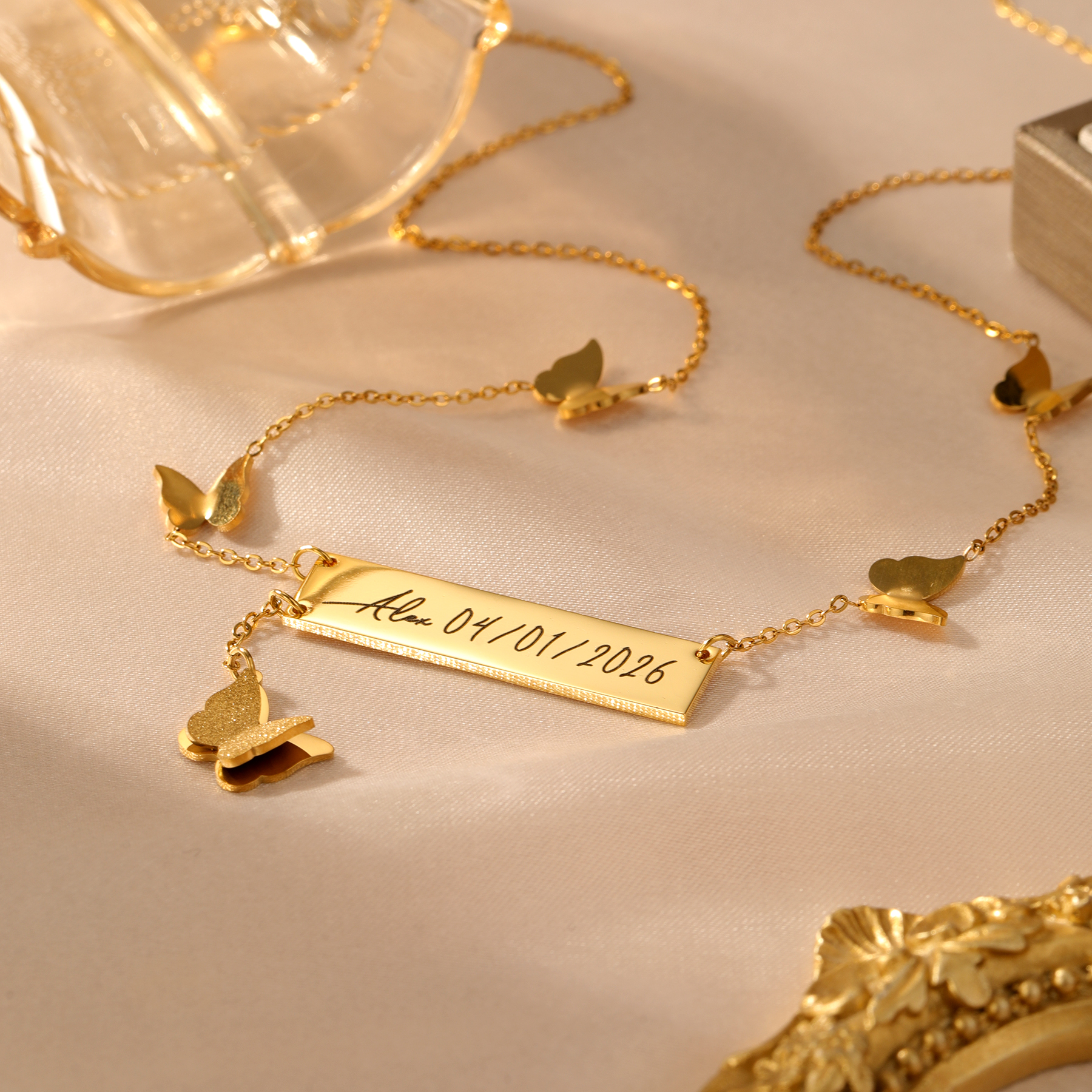 Personalized Butterfly Bar Nam - Handwriting Necklace Bar 리뷰 및 가격