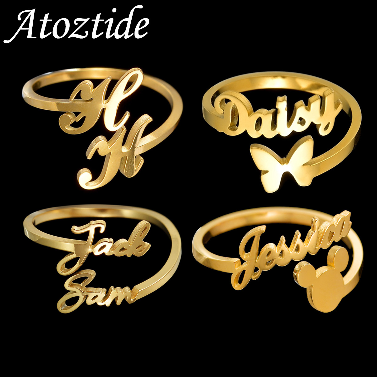Atoztide Personalized Custom N - Initial Ring Custom 리뷰 및 가격