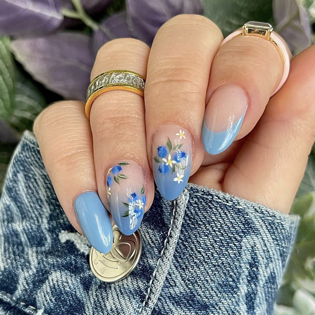 24Pcs Simple Almond Nails Tips - Pressed Flower Art 리뷰 및 가격