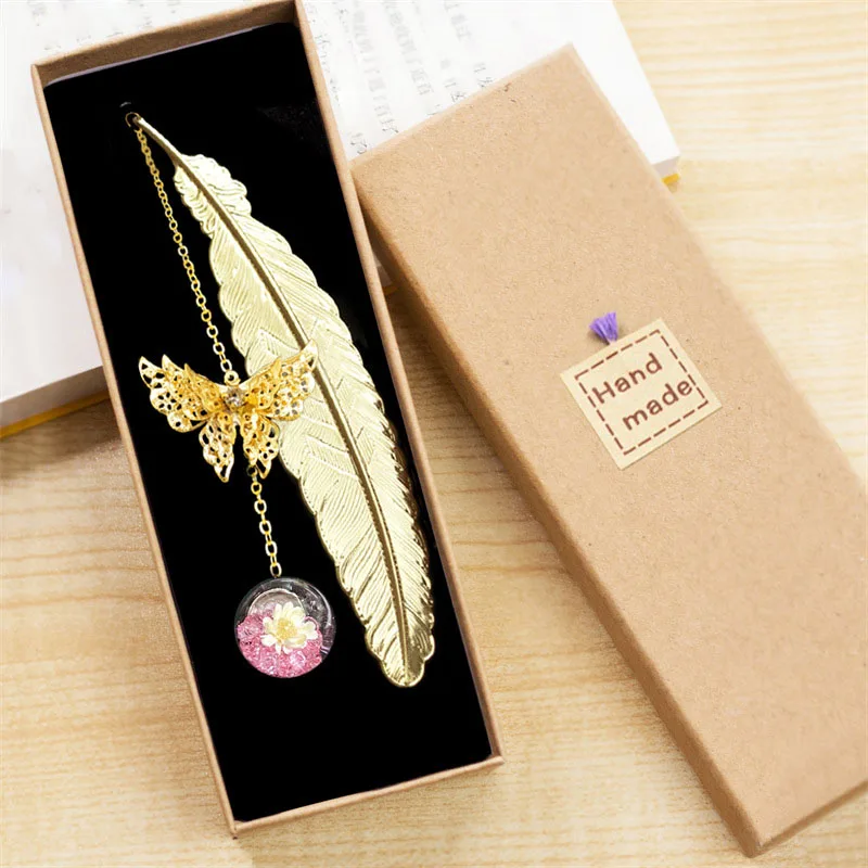 1pc Chinese Style Metal Feathe - Dried Flower Bookmark 리뷰 및 가격