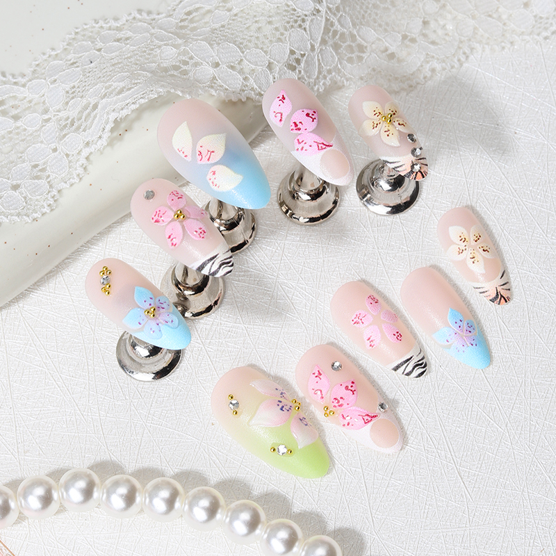 24pcs Almond Press On Nails ti - Pressed Flower Art 리뷰 및 가격