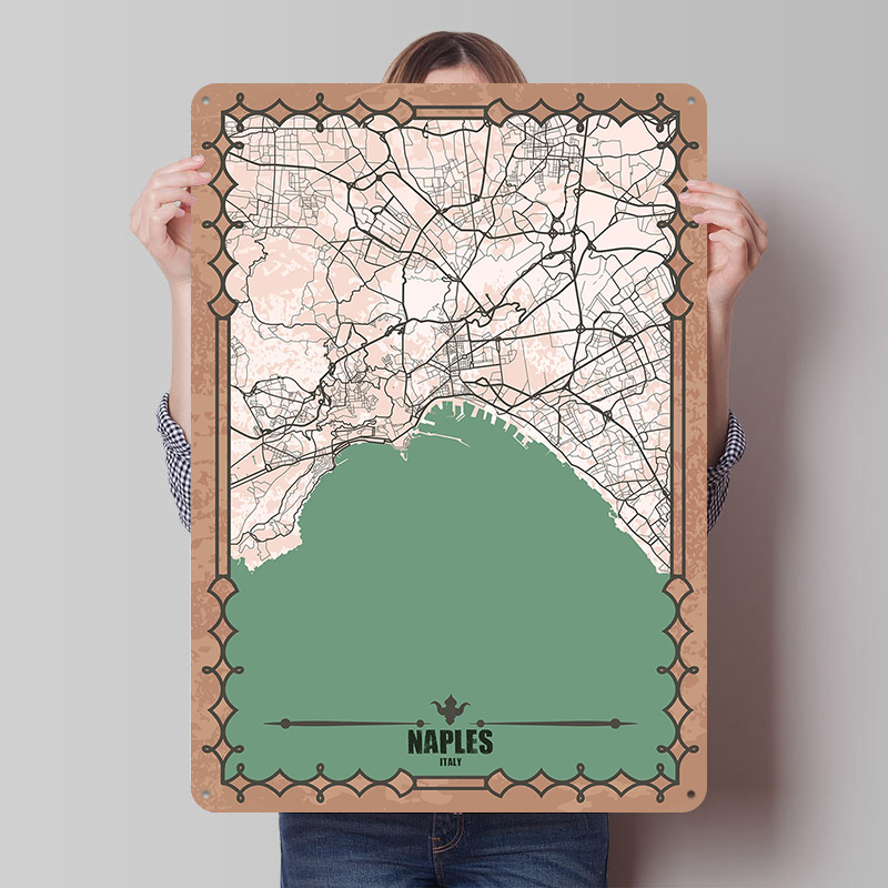 Naples City Map Tin Plaque Pos - Custom Map Poster 리뷰 및 가격