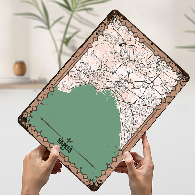 Naples City Map Tin Plaque Pos - Custom Map Poster 리뷰 및 가격