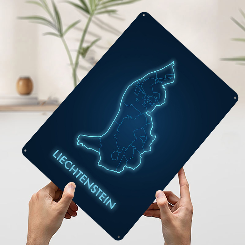Liechtenstein Map Neon Blue Pr - Custom Map Poster 리뷰 및 가격