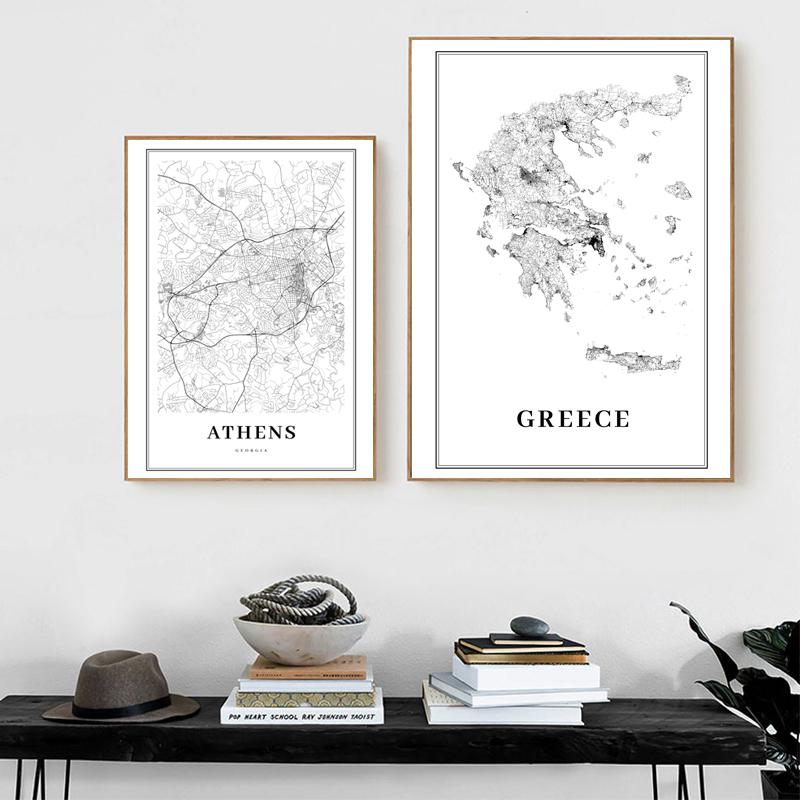 Greece Road Map Poster Black a - Custom Star Map 리뷰 및 가격
