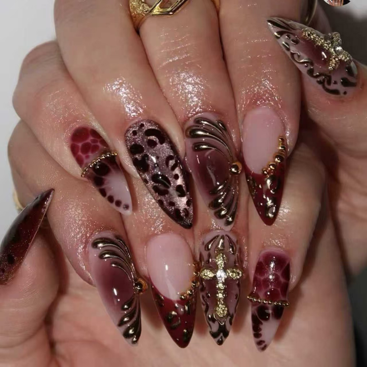 Medium fake nails for women gr - Pressed Flower Art 리뷰 및 가격