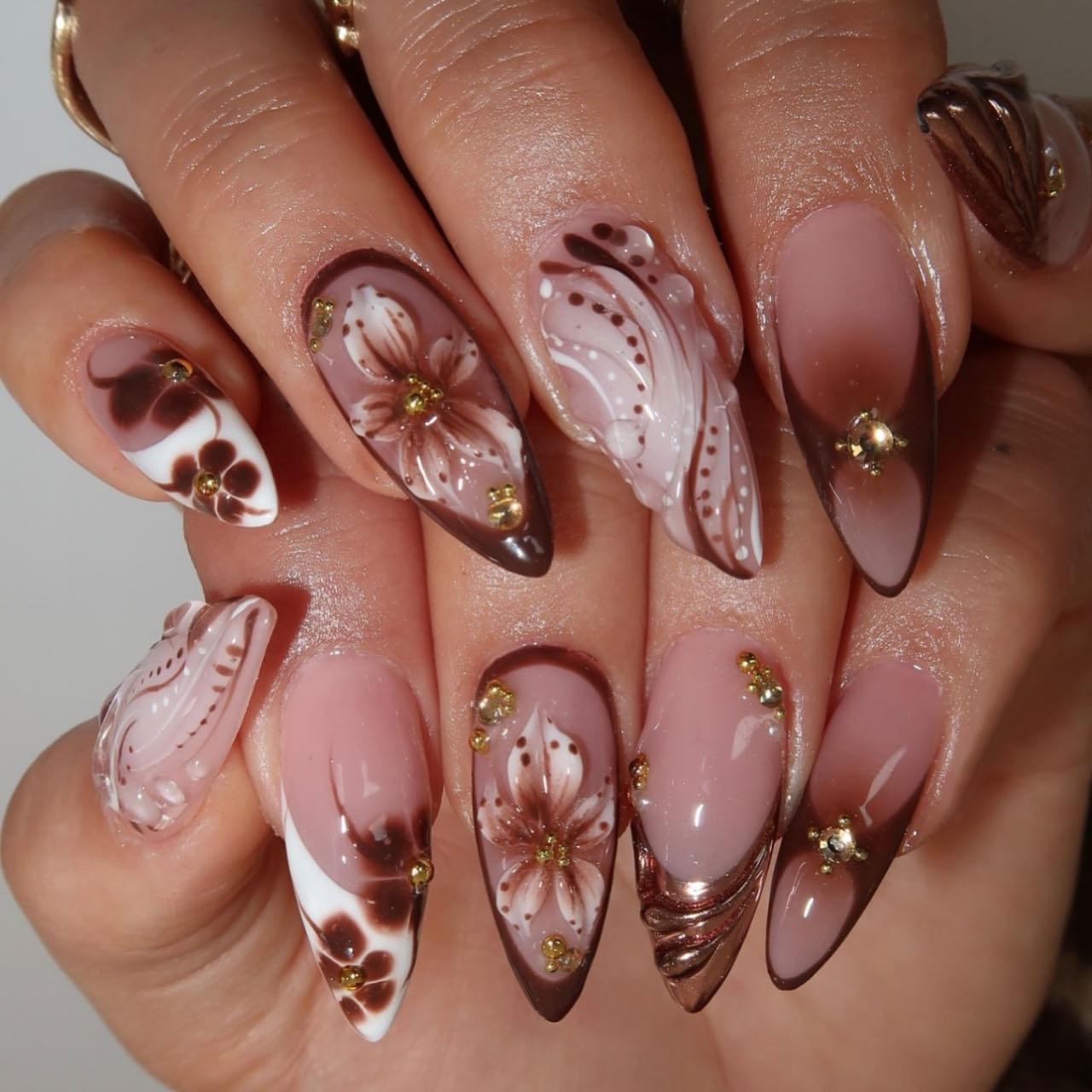Medium fake nails for women gr - Pressed Flower Art 리뷰 및 가격
