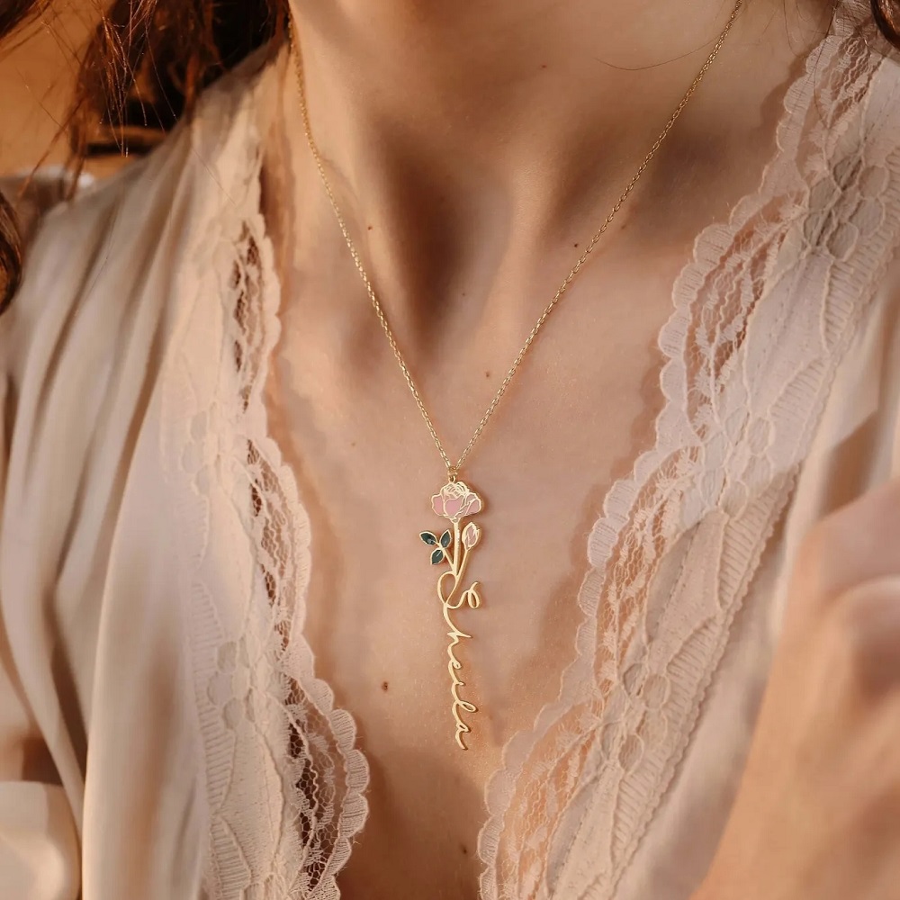 Personalized Name Necklace Wit - Birth Flower Necklace 리뷰 및 가격