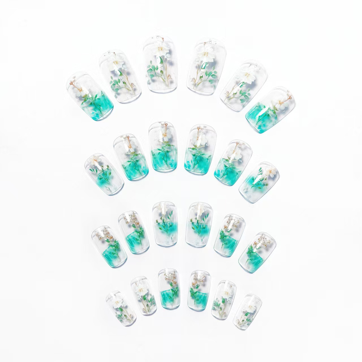 Medium fake nails for women gi - Pressed Flower Art 리뷰 및 가격