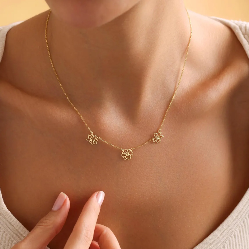 Customized Birth Flowers Neckl - Birth Flower Necklace 리뷰 및 가격