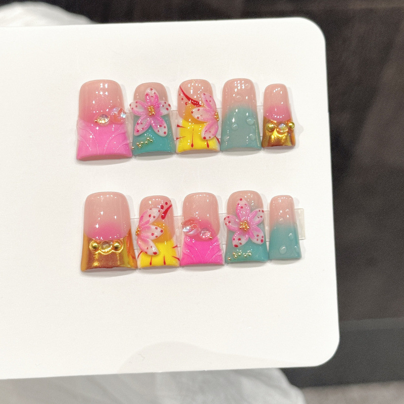 10pcs Ocean Style Fake Nails D - Pressed Flower Art 리뷰 및 가격