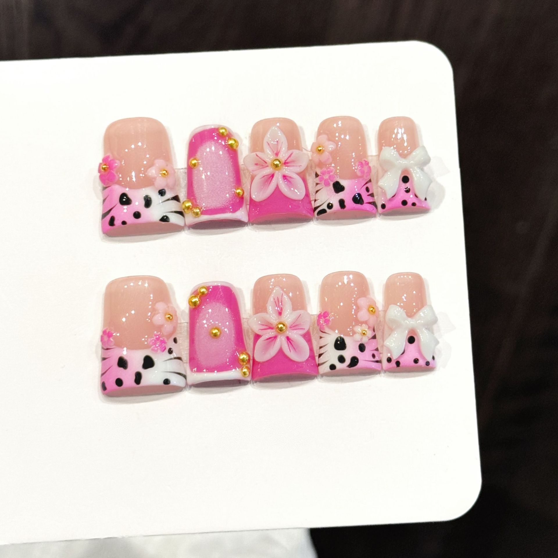 10pcs Ocean Style Fake Nails D - Pressed Flower Art 리뷰 및 가격