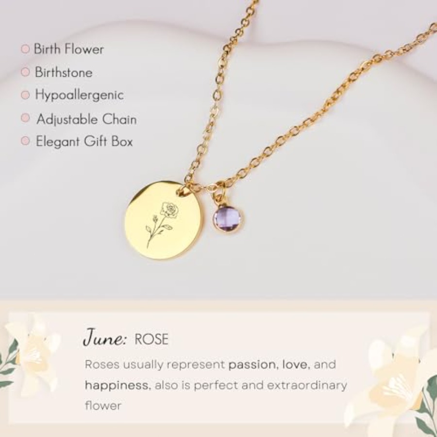 Birth Flower Necklaces for Wom - Birth Flower Necklace 리뷰 및 가격
