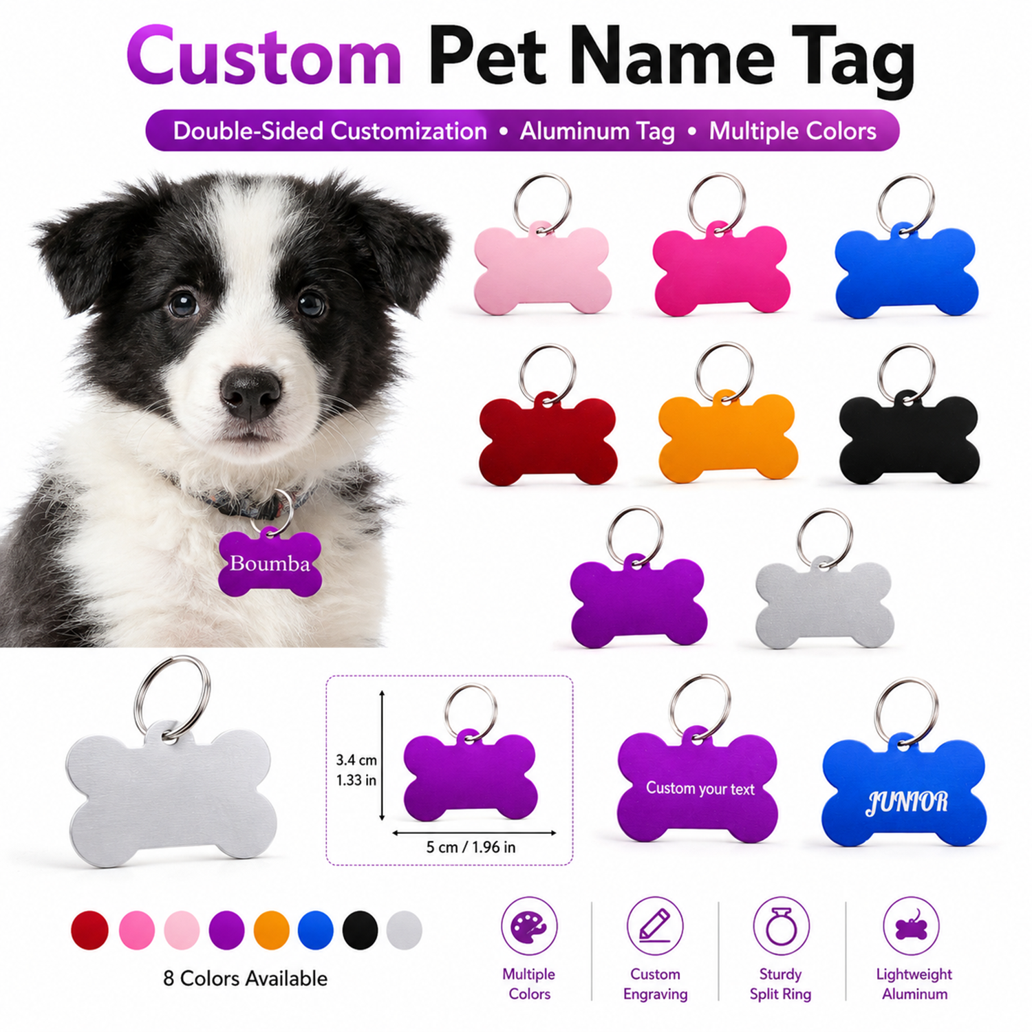 Bone Shaped Custom Name Dog Ta - Pet Portrait Custom 리뷰 및 가격