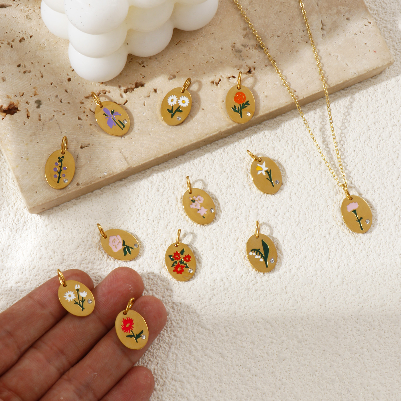 1 Piece 304 Stainless Steel Bi - Birth Flower Necklace 리뷰 및 가격